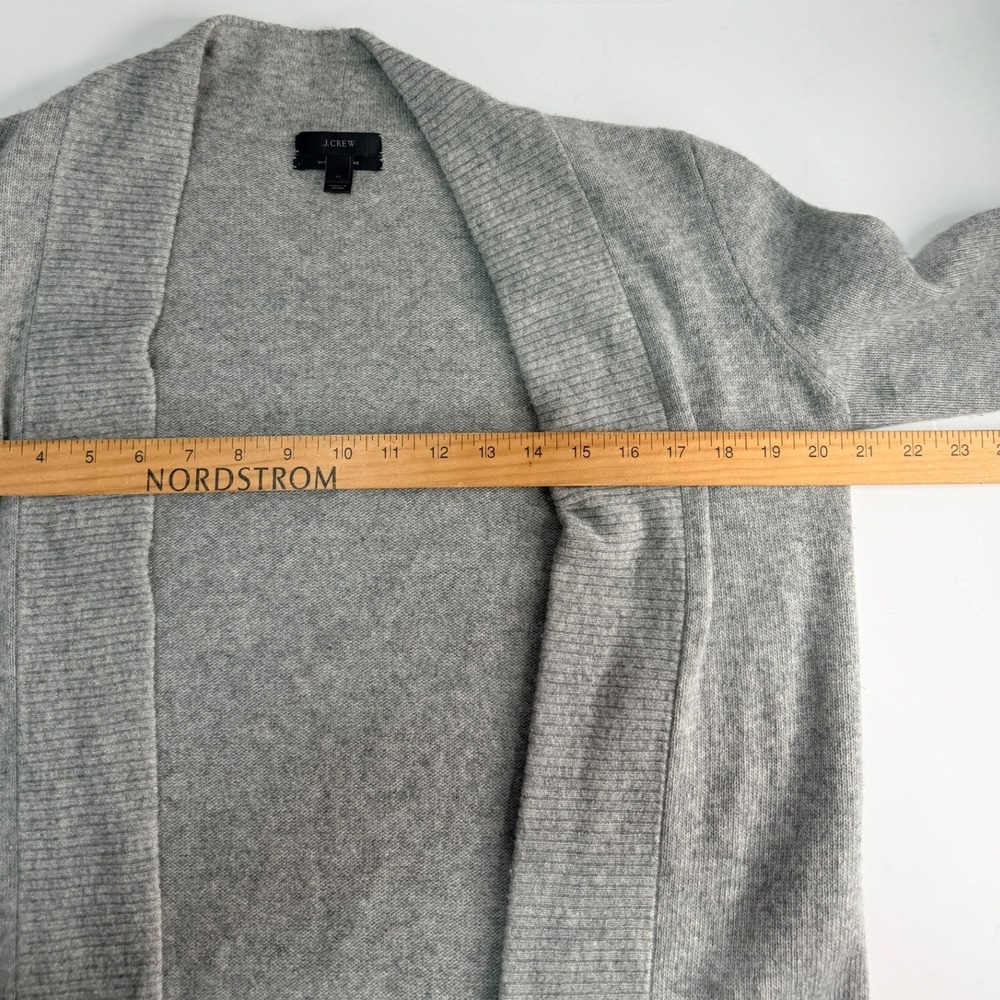 J. Crew Wool Cashmere Open Front Cardigan Sweater XS Gray Shawl Collar Womens - Picture 6 of 8